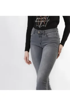 jeans denim cropped flare grigio