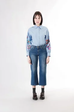 jeans denim culotte blu medio