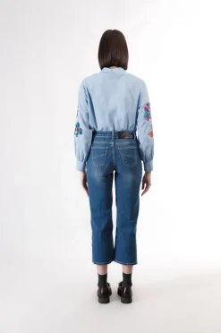 jeans denim culotte blu medio