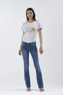 jeans denim flare super stretch blu medio