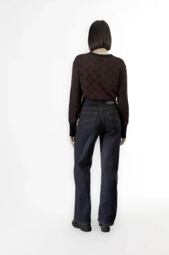 jeans denim wide leg indaco