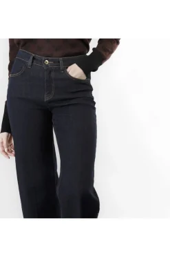 jeans denim wide leg indaco
