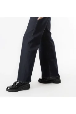 jeans denim wide leg indaco