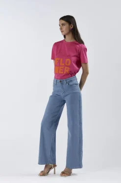 jeans denim wide leg super stretch sky