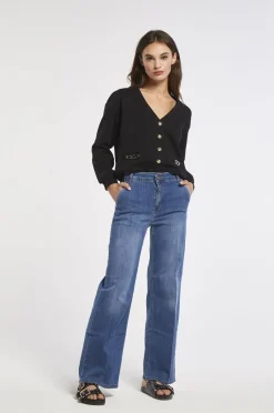 jeans gina modello palazzo con tasche blu medio