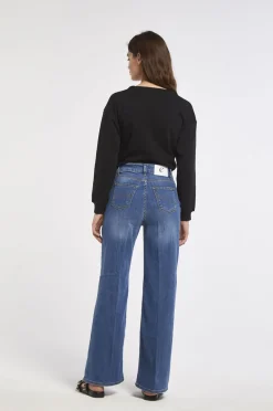 jeans gina modello palazzo con tasche blu medio