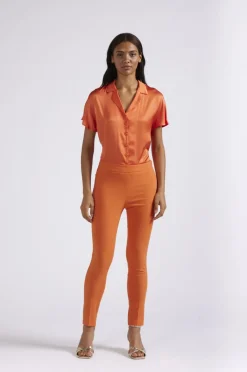 leggings in tessuto superstretch arancio