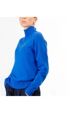 maglia basica collo alto cobalto