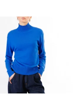 maglia basica collo alto cobalto