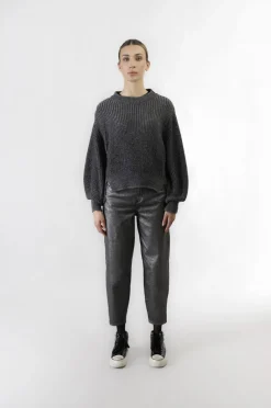 maglia collo a ciclista  con lurex fumo