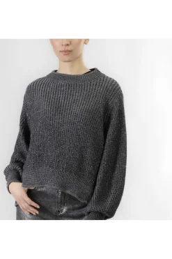 maglia collo a ciclista  con lurex fumo