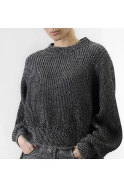 maglia collo a ciclista  con lurex fumo