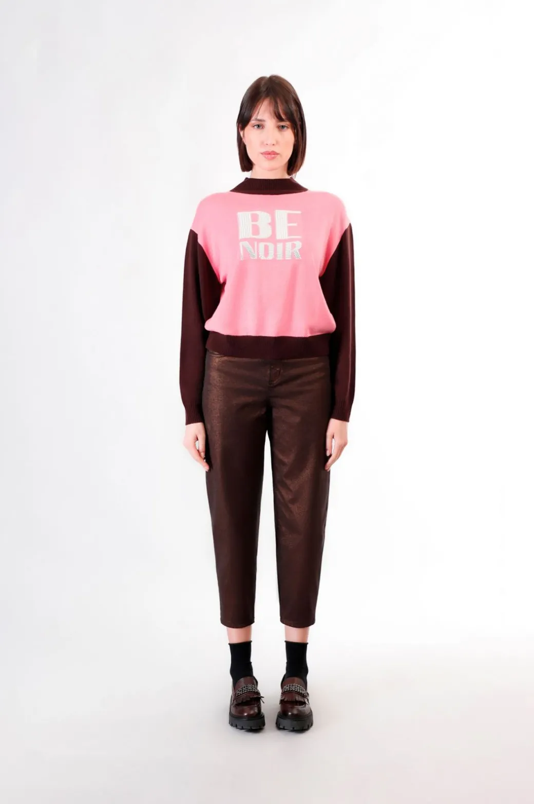 maglia collo a ciclista con logo "be noir" multirosa