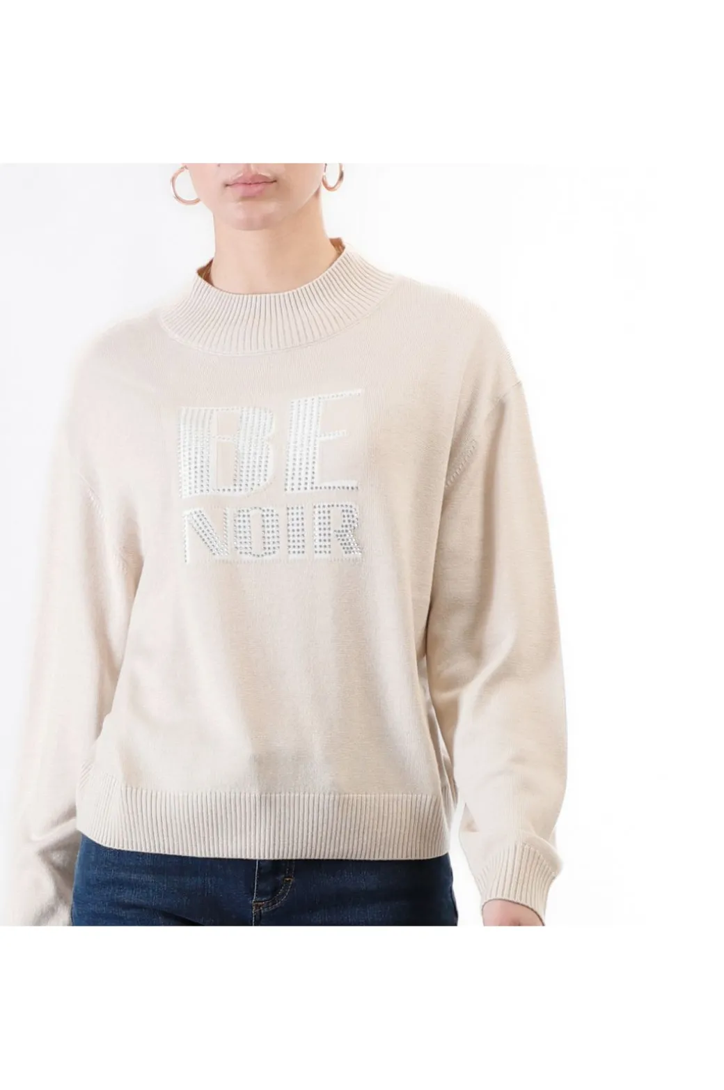 maglia collo a ciclista con logo "be noir" burro