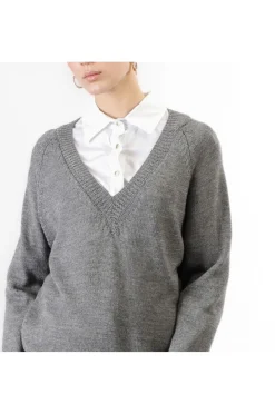 maglia con scollatura a "v" fumo