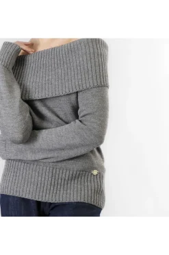 maglia con scollo a barca fumo