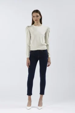 maglia girocollo in misto viscosa bianco