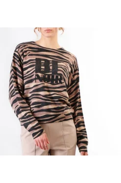 maglia girocollo stampata con logo "be noir" zebra optical