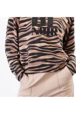 maglia girocollo stampata con logo "be noir" zebra optical