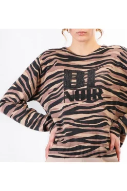 maglia girocollo stampata con logo "be noir" zebra optical