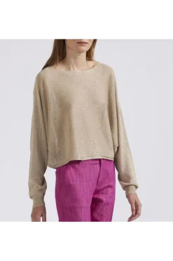 maglia scollo a barca in lurex light gold