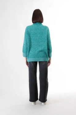 maglione moulinè collo alto smeraldo