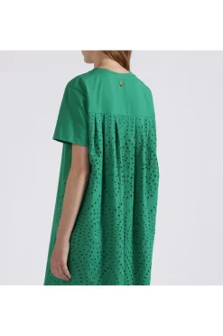 miniabito con dietro in sangallo e scollo a "v" verde