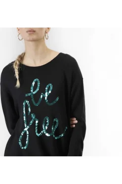 miniabito in maglia con ricamo pailettes nero