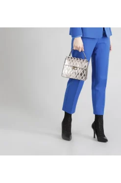 minibag rombi patchwork e accessorio con strass platino