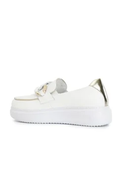 mocassini con accessorio catena bianco/platino