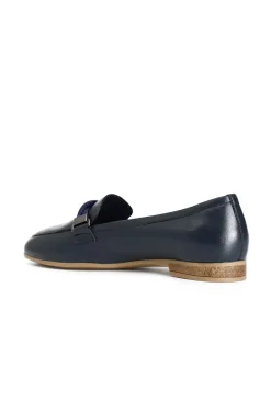 mocassini in pelle con morsetto strass blu