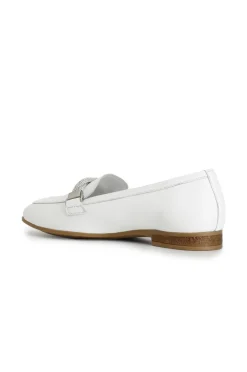 mocassini in pelle con morsetto strass bianco