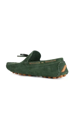 mocassini in pelle scamosciata con fiocco verde prato