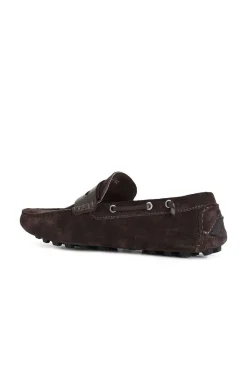 mocassini in pelle scamosciata con passante t.moro