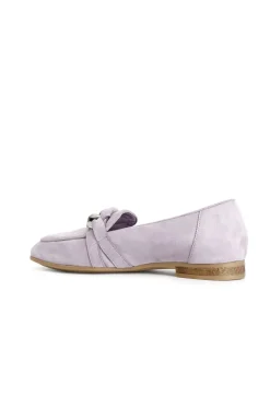 mocassini in pelle scamosciata con morsetto catena glicine