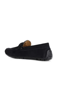 mocassini uomo in pelle scamosciata e fiocco blu