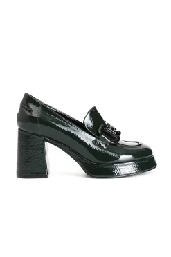 mocassino da donna in naplak con morsetto verde/nero