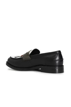 mocassino da donna in pelle con patch multinero