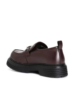 mocassino da donna in similpelle spazzolato bordeaux
