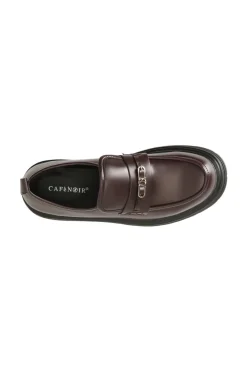 mocassino da donna in similpelle spazzolato bordeaux