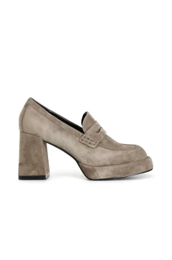 mocassino donna in camoscio taupe