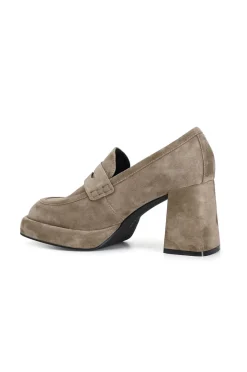 mocassino donna in camoscio taupe