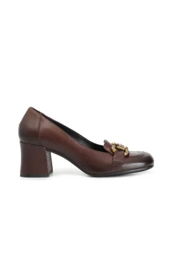 mocassino donna in nappa con morsetto mogano