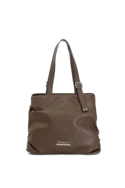 morbida shopping con bordature a contrasto, tag con logo cn in metallo t.moro