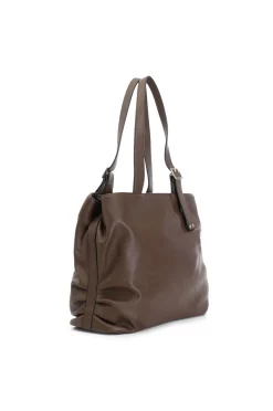 morbida shopping con bordature a contrasto, tag con logo cn in metallo t.moro