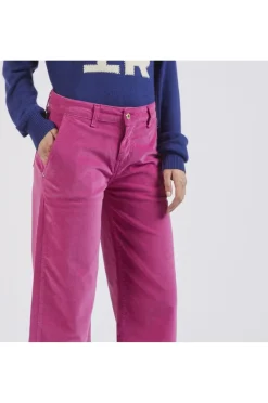pantalone culotte in velluto tinto capo bubble gum