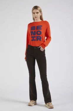 pantalone flare in velluto tinto capo espresso