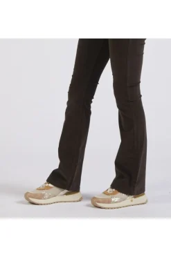 pantalone flare in velluto tinto capo espresso