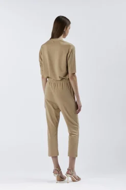pantalone jogger in tessuto lurex light gold