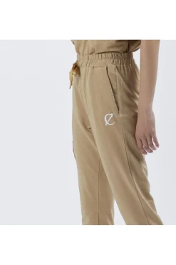 pantalone jogger in tessuto lurex light gold